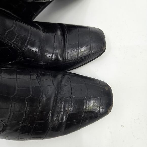 Franco Sarto 8 Talfer Boot Black Croc Tall High Knee Height Block Heel - Picture 6 of 11